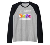 Bingo American Flag Numbers Joueur de bingo patriotique Manche Raglan