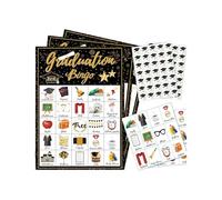Bingo de remise de diplôme à 24 joueurs - Cartes de jeu de fête, diplôme universitaire avec accessoires favoris, activité interactive avec ensemble imprimable, fournitures de divertissement de