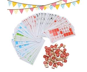 Bingo Game Adults - Paper Wood Set 90 Pieces 48 Cards, Number Match Game, Educational Board Games Interactive | Vintage Chess Set For Kids, Family, Friends, Group Play, Night Party, School, Gathering