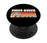 Bingo Queen Édition limitée Rétro années 70 Camp Style Rayures PopSockets PopGrip Adhésif
