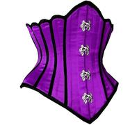 Bingo Sale Corset de maintien sous la poitrine pour femme avec double baleine en acier et fermeture à pression en satin (FR/ES, Alpha/lettres, TTG, Taille normale, Taille normale, Violet)