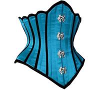 Bingo Sale Corset de maintien sous la poitrine pour femme avec double baleine en acier et fermeture à pression en satin (FR/ES, Alpha/lettres, TTG, Taille normale, Taille normale, Ciel)