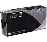 BINGOLD Gants jetables en nitrile 35BLACK, noirs, taille M, 100 pièces