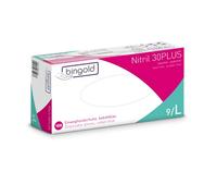 BINGOLD Gants jetables Nitrile 30PLUS, gants nitrile, bleu cobalt, taille L, boîte de 100 gants