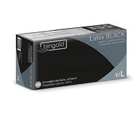 BINGOLD Gants Latex BLACK jetables non poudrés, taille L, boîte de 100