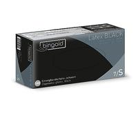 BINGOLD Gants Latex BLACK jetables non poudrés, taille S, boîte de 100