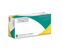 BINGOLD Gants Vinyl 45PLUS transparent, gants jetables en vinyle, taille S, boîte de 100 604635
