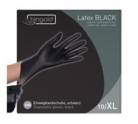 BINGOLD Lot de 2 paquets de 100 gants jetables en latex noirs - Sans poudre - Gants en latex - Qualité médicale, haute résistance à la déchirure - Adhérence optimale (XL)
