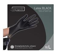 BINGOLD Lot de 2 paquets de 100 gants jetables en latex noirs - Sans poudre - Gants en latex - Qualité médicale, haute résistance à la déchirure - Adhérence optimale (L)
