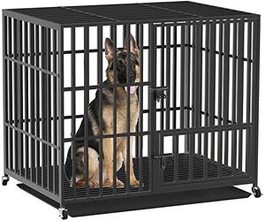 BingoPaw Cage Chien Interieur Solide: Caisse de Transport XXL sur Roulette Grand Chien Grande Taille - Cages Robuste Extérieur pour Gros Chiens en Métal avec 3 Porte et Plateau Amovible 117x96x84cm