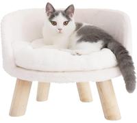 BingoPaw Canapé-lit pour Chat et Chaton, Canapé Chien Petite Taille avec Coussin Anti Stress Lit sur Pied pour Chats Chaton Chiens, Blanc