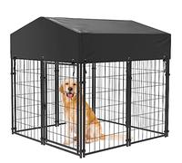 BingoPaw Chenil pour Chien Éxterieur: Parc Enclos Chien Extérieur Intérieur Cage Niche Grande Taille en Métal avec Toit Tissu Oxford 127x120x134cm