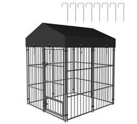 BingoPaw Chenil pour Chien Éxterieur: Parc Enclos Chien Extérieur Intérieur Cage Niche Grande Taille en Métal avec Toit Tissu Oxford 127x120x165cm