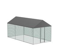 BingoPaw Poulailler Enclos Extérieur 18 m², Parc à Poules Grillagé 6L x 3l x 2.7H m Cage à Poule Grande Taille Cadre en Acier Galvanisé avec Toit