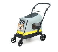 BingoPaw Poussette pour Chien Chat Petite Taille, Chariot à Roulettes avec Frein Pliable pour Animaux Moins de 20 kg