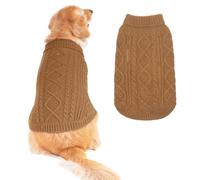 BINGPET Pull Thermique en Tricot pour Chiens de Petite, Moyenne et Grande Taille, Manteau d'hiver Chaud pour Chien, Chat, Tenue Classique, Pull à col roulé en Tricot torsadé pour Chien, Manteau Chaud