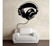 BINGQIAN Casque Musique Stickers muraux - DJ Studio Decor - Home Studio ou Amateur de Musique Home Decor Vinyle Noir Autocollants pour créer Une Ambiance Musicale et créative60x44cm