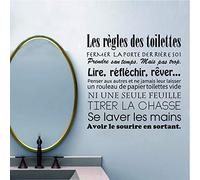 BINGQIAN Français Autocollant Mural règles de Salle de Bains - Convient à la décoration d’étiquette de Toilette de Salle de Bains, éducation Humoristique, Autocollant Mural en Vinyle noir42*69cm