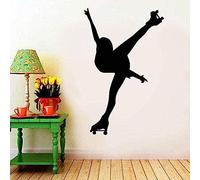 BINGQIAN Patinage sur glace sport autocollant mural danse décoratif autocollant mural intérieur silhouette chambre art peinture patinage artistique papier peint chambre fille 57 x 90 cm