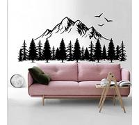 BINGQIAN Sticker Mural Vinyle Noir Montagnes et Forêt Décoration Maison Sticker Mural Créer une Ambiance Naturelle 56x25cm