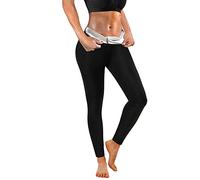 Bingrong Pantalon de Sudation Sport Femme Sauna Legging Minceur Amincissant Anti Cellulite Transpiration Pants Taille Haute Pantalons pour Fitness Yoga Gym(Noir, Large)