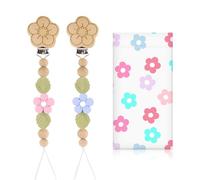 Bingtoo Lot de 2 Attache Tetine en Silicone de Qualité Supérieure pour Garçons et Filles, Accroche Tetine Bebe Mam Bibs Tissu, Cadeau Naissance Fille, Pacifier Chain Chaîne, Attaches-Sucettes