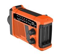 Bingxue Radio météo d'urgence (modèle P96) AM FM, solaire/manivelle/chargement USB, fonctionne avec piles, alarme SOS/lampe de poche/lampe LED pour urgence extérieure (orange)