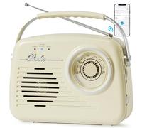 Bingxue Radios AM FM portables, alimentées par piles et à brancher au mur pour la maison/extérieur/la cuisine, radio rétro vintage avec Bluetooth, grand cadran facile à utiliser (beige)