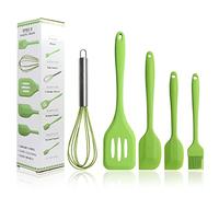 BINHAI Ensemble d'ustensiles de Cuisine en Silicone Pour Spatule Vert - Spatule Brosses à badigeonner Brosse à huile de pâtisserie Batteur à oeufs Tourneur à fente
