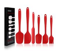 BINHAI Spatule Silicone, Rouges 6 pièces Spatules en Silicone Anti-Adhésif en Caoutchouc Avec Noyau en Acier Inoxydable - Spatule Résistante à la Chaleur Pour Cuisson, Cuisson et Mélange