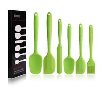 BINHAI Spatule Silicone, Vert 6 pièces Spatules en Silicone Anti-Adhésif en Caoutchouc Avec Noyau en Acier Inoxydable - Spatule Résistante à la Chaleur Pour Cuisson, Cuisson et Mélange