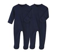 BINIDUCKLING Lot de 2 grenouillères unisexes pour bébé avec fermeture éclair et pieds confortables pour nouveau-né, vêtements pour bébé, grenouillères en coton de couleur unie, barboteuses, 0 à 12