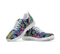 Binienty Baskets à lacets en maille pour femme - Chaussures de marche en mousse à mémoire de forme, Motif floral coloré., 40 EU