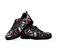 Binienty Baskets confortables en mousse à mémoire de forme pour femme - Chaussures de marche légères pour la course à pied et la, Imprimé crâne Art Girl, 44 EU