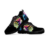 Binienty Baskets de course polyvalentes pour femme avec mousse à mémoire de forme, baskets à lacets tendance pour la marche et le tennis, Crâne coloré., 41 EU