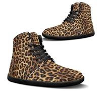 Binienty Baskets montantes pieds nus pour homme - En polyuréthane - Extra larges - Antidérapantes - Pour la course à pied et le cross - Coussin zéro, Imprimé léopard marron., 42 EU