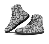 Binienty Baskets plates pieds nus tendance pour homme et femme - Chaussures d'entraînement pour l'intérieur et l'extérieur, Vagues grises, 38 EU