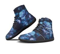 Binienty Baskets tendance larges pour homme et femme - Chaussures pieds nus minimalistes antidérapantes - Semelle extérieure zéro goutte, Verset papillon rose bleue, 41 EU