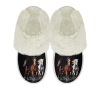 Binienty Chaussures d'intérieur douces et moelleuses en mousse à mémoire de forme antidérapantes pour homme et femme, Cheval d'eau, 38.5/39.5 EU