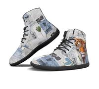 Binienty Chaussures montantes pour homme en cuir PU minimaliste, chaussures pieds nus, chaussures plates décontractées, Journal Tigre, 48 EU