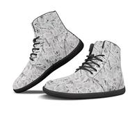 Binienty Chaussures montantes pour homme en cuir PU minimaliste, chaussures pieds nus, chaussures plates décontractées, Journal gris, 44 EU