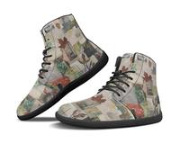 Binienty Chaussures montantes pour homme en cuir PU minimaliste, chaussures pieds nus, chaussures plates décontractées, Journal Feuille d'érable, 44 EU