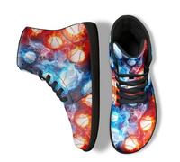 Binienty Chaussures pieds nus décontractées à lacets confortables pour homme et femme, Baseball Rouge Feu Bleu Eau, 38 EU