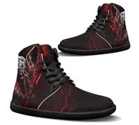 Binienty Chaussures pieds nus larges pour homme - Chaussures de randonnée minimalistes - Soutien de la cheville, Red Blitz Dragon, 42 EU