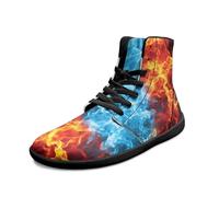 Binienty Chaussures pieds nus minimalistes montantes pour homme et femme avec semelle zéro goutte, Rouge Bleu Feu, 45.5 EU