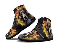 Binienty Chaussures pieds nus pour homme - Bout large - En polyuréthane - Minimaliste - Zero Drop - Chaussures d'extérieur, Berger allemand punk, 44 EU