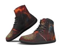 Binienty Chaussures pieds nus pour homme et femme - Chaussures de randonnée à lacets respirantes zéro goutte - Baskets d'extérieur habillées, Cheval mandala rouge feu, 38 EU