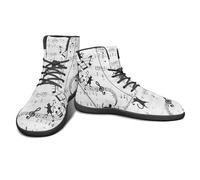 Binienty Chaussures plates à lacets en cuir synthétique pour homme et femme - Baskets montantes pieds nus zéro goutte - Antidérapantes - Chaussures quotidiennes, Chat Note de musique, 44 EU