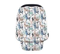 Binienty Couverture d'allaitement multi-usage pour bébé, auvent de siège auto, motif lama alpaga, imprimé cactus, housse de siège auto pour poussette.