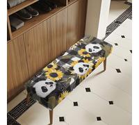 Binienty Housse de banc à carreaux - Motif panda et tournesol - Extensible, lavable et résistante aux taches pour décoration d'intérieur, pour bancs rectangulaires du salon, de la terrasse